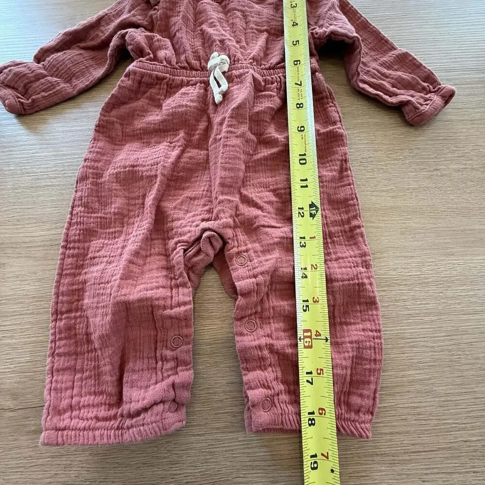 City Mouse Baby Ruffle Muslin Romper Mauve 0-3M